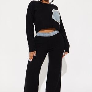 Fashion Nova Black Sweater Pant Set